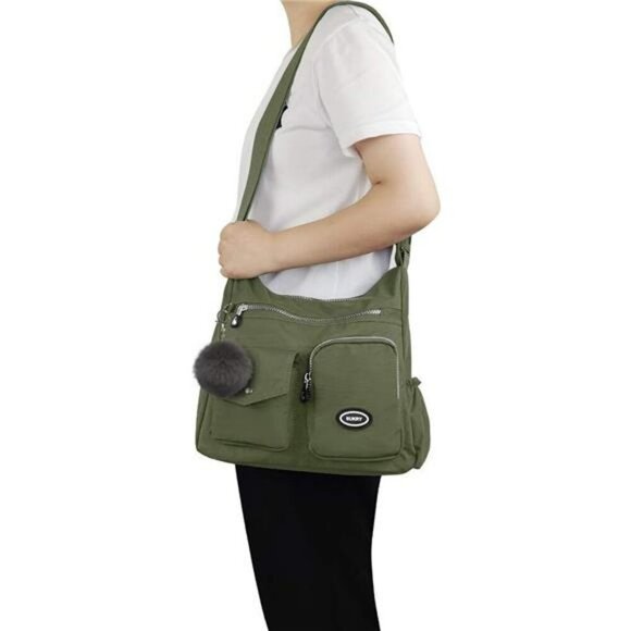 Waterproof Nylon Crossbody Bag with RFID Pocket Travel Shoulder Purse Tote - Picture 2 of 7